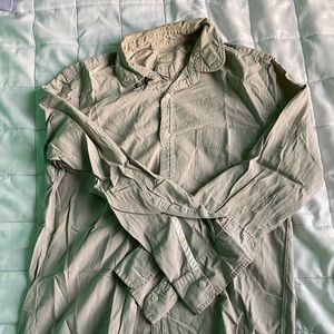 J Crew Grey Oxford Button Down Dress Shirt Size M